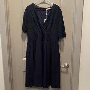 Chic Navy Lace Midi Dress Size 20